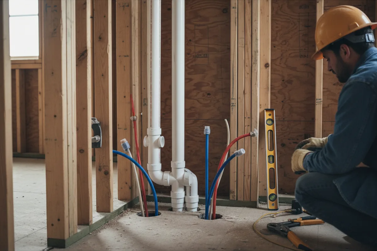 Drain and supply rough-in during Drain Cleaning in Laporte