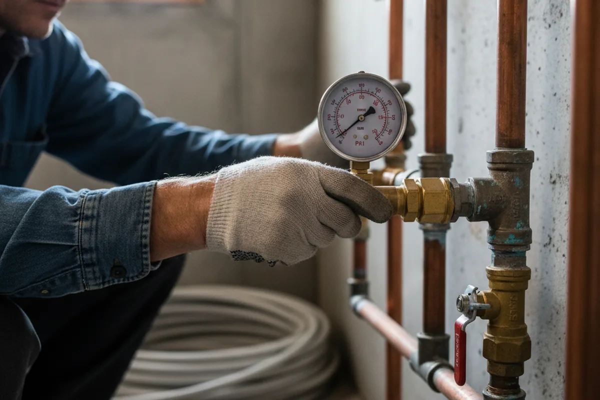 Pressure testing a repaired line during Water Line Repair in Laporte